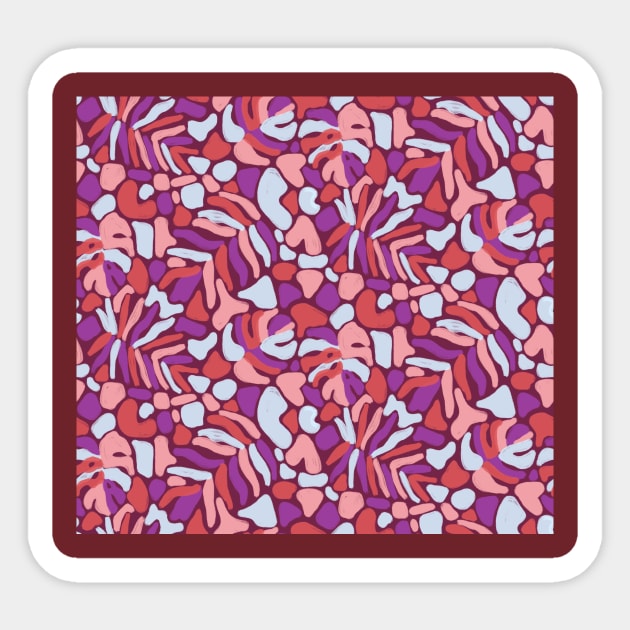 Matisse Burgundy Tropical Leaves Sticker by Carolina Díaz